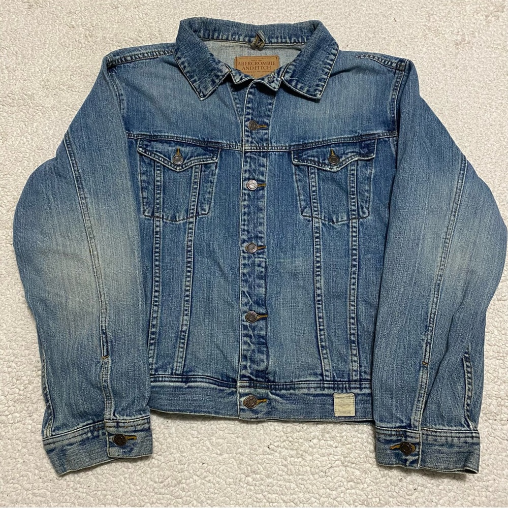VTG Abercrombie Fitch Trucker Jacket Men’s XL (fits L) Y2K Denim Grunge Workwear